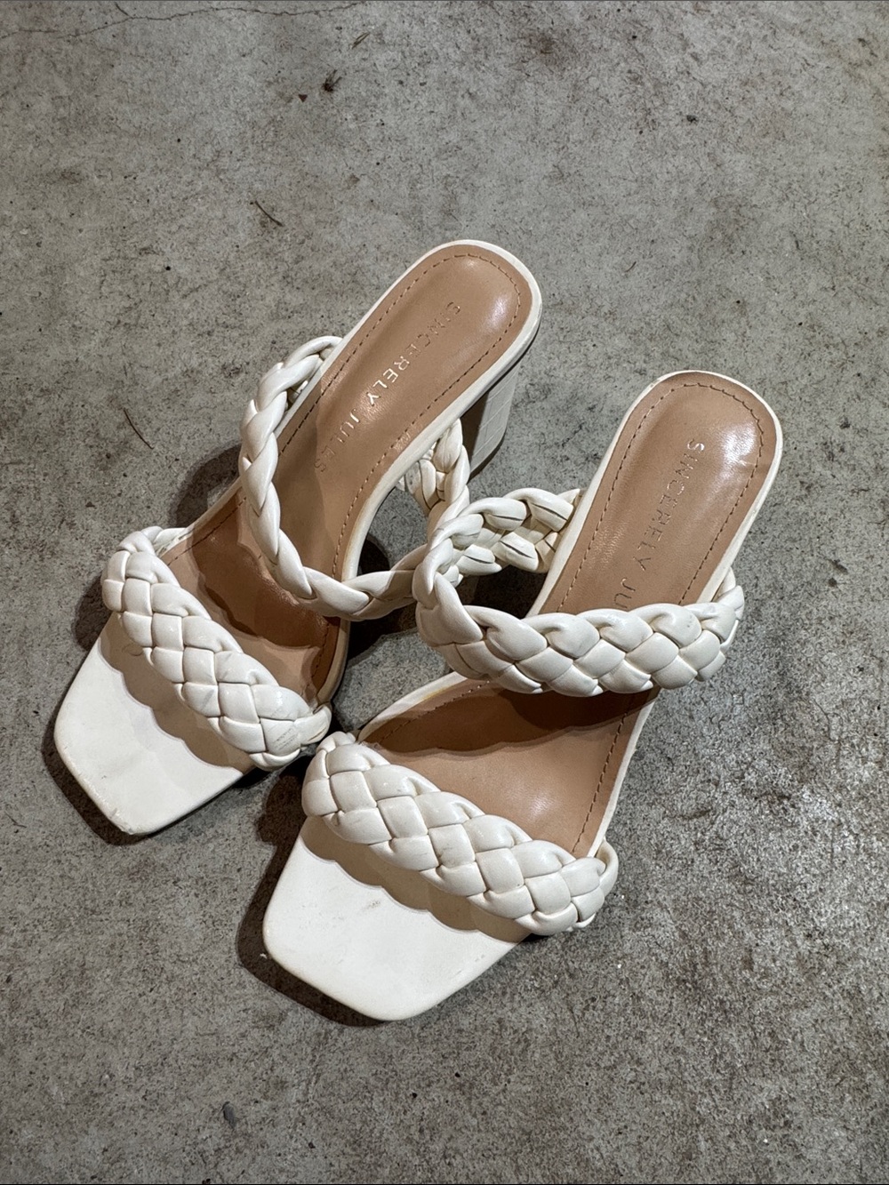 Sincerly Jules White Braided Double-Strap Slide Mules